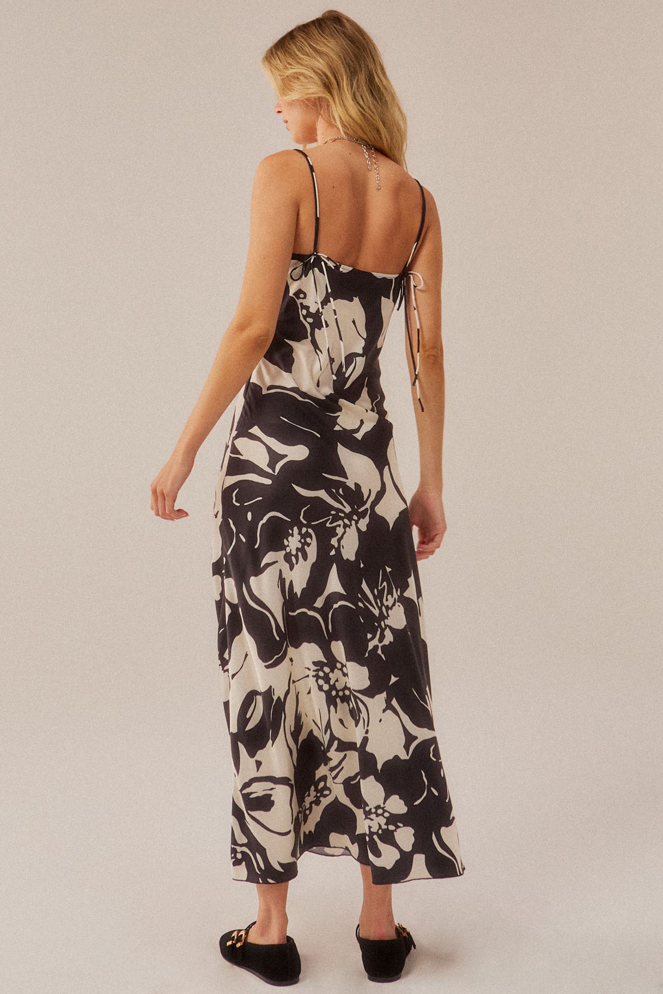 Charming Blossoms Floral Satin Midi Slip Dress - ShopPromesa