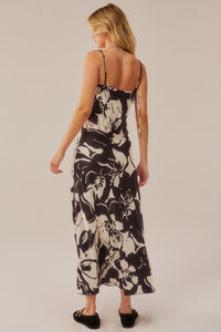 Charming Blossoms Floral Satin Midi Slip Dress - ShopPromesa