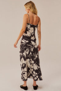 Charming Blossoms Floral Satin Midi Slip Dress - ShopPromesa