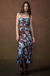 Charming Blossoms Floral Satin Midi Slip Dress - ShopPromesa