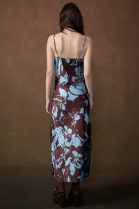 Charming Blossoms Floral Satin Midi Slip Dress - ShopPromesa