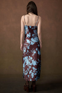 Charming Blossoms Floral Satin Midi Slip Dress - ShopPromesa