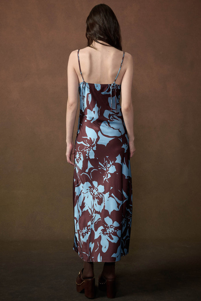 Charming Blossoms Floral Satin Midi Slip Dress - ShopPromesa