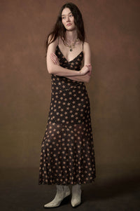 Star Crossed Printed Mesh Maxi Slip Dress - ShopPromesa