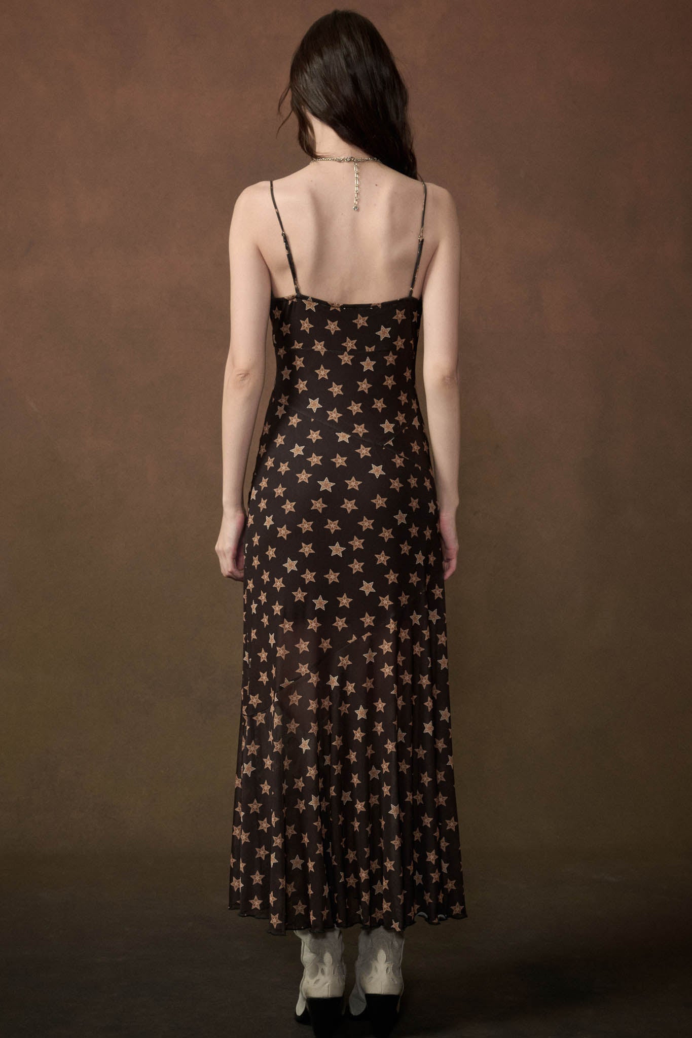 Star Crossed Printed Mesh Maxi Slip Dress - ShopPromesa