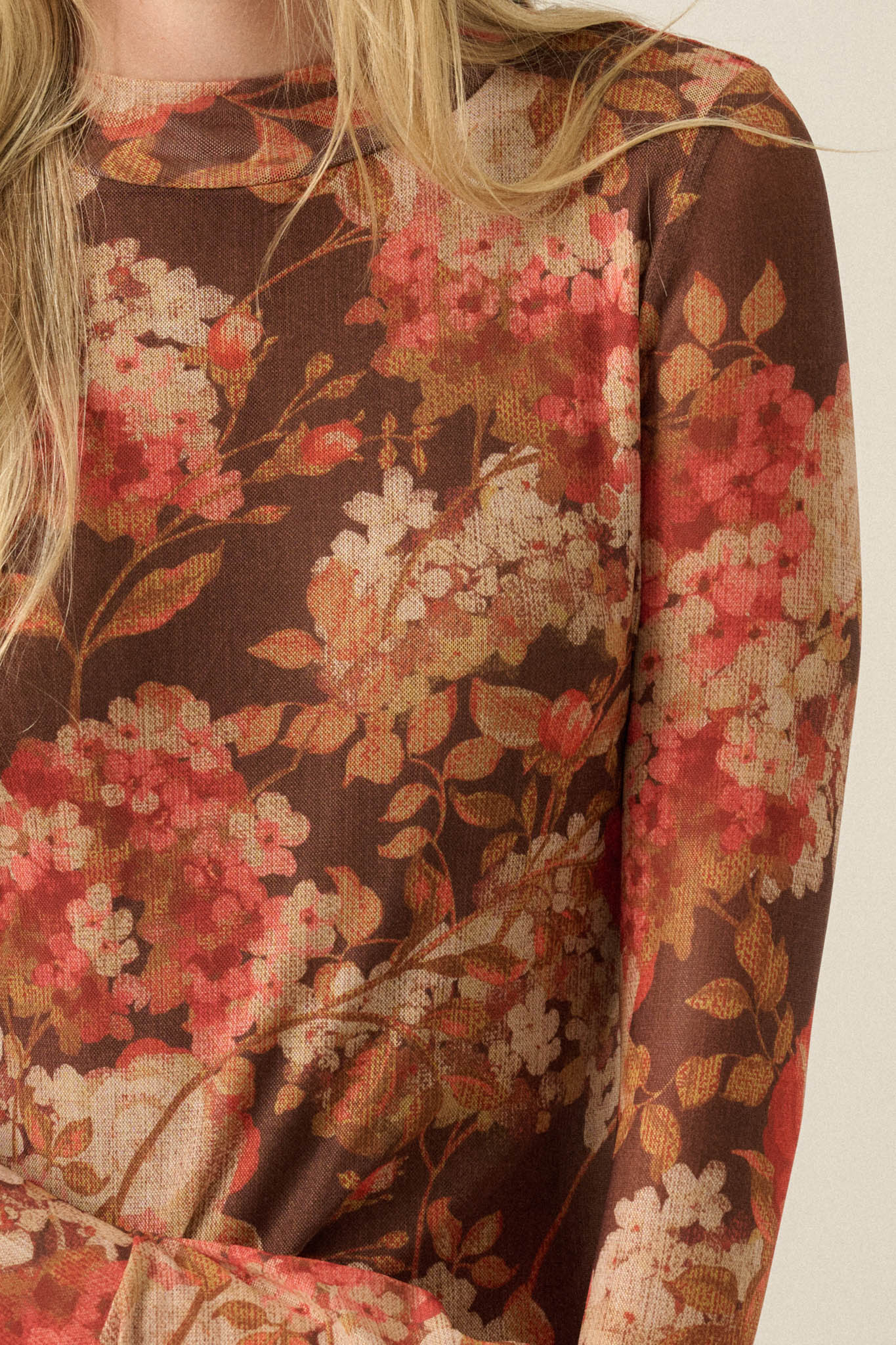 Blooming Harvest Floral Mesh Bell-Sleeve Maxi Dress - ShopPromesa