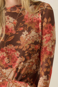 Blooming Harvest Floral Mesh Bell-Sleeve Maxi Dress - ShopPromesa