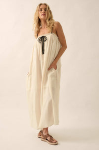 Finding Freedom Tonal-Stripe Trapeze Maxi Dress - ShopPromesa