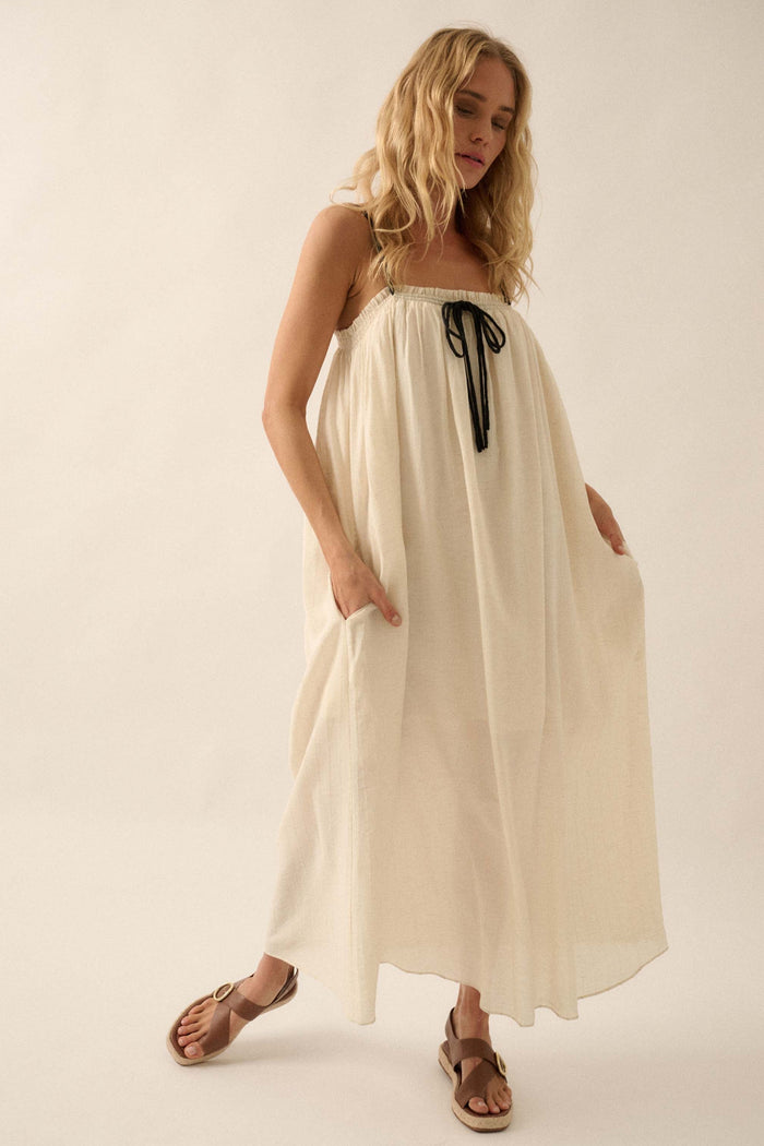 Finding Freedom Tonal-Stripe Trapeze Maxi Dress - ShopPromesa