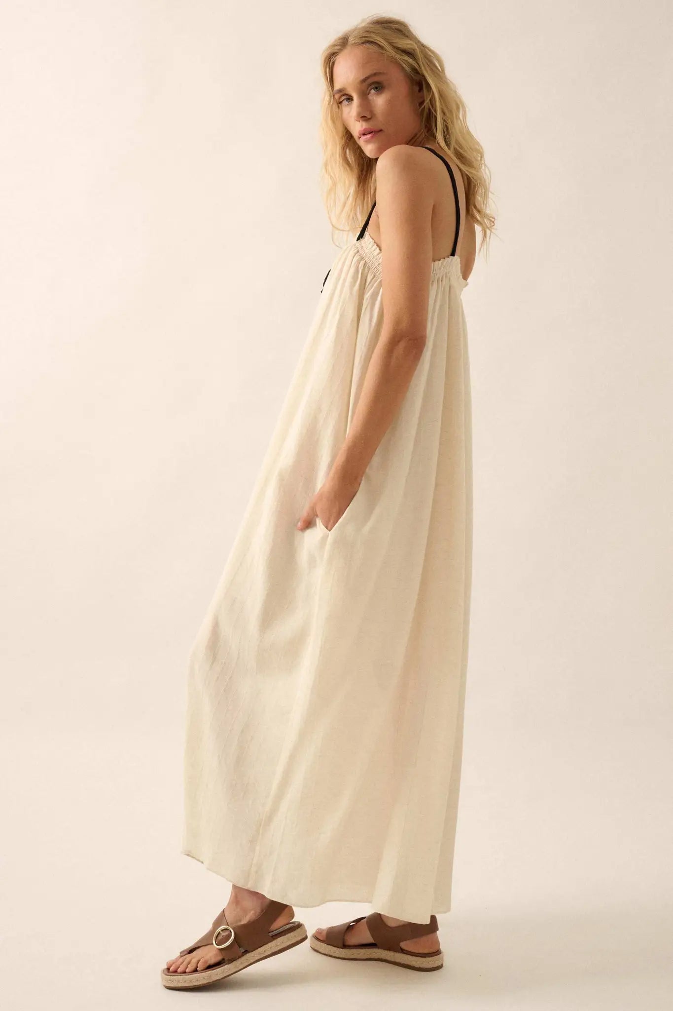 Finding Freedom Tonal-Stripe Trapeze Maxi Dress - ShopPromesa