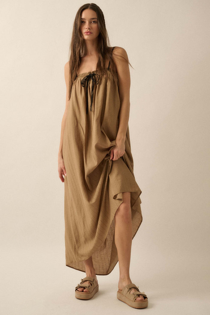 Finding Freedom Tonal-Stripe Trapeze Maxi Dress - ShopPromesa