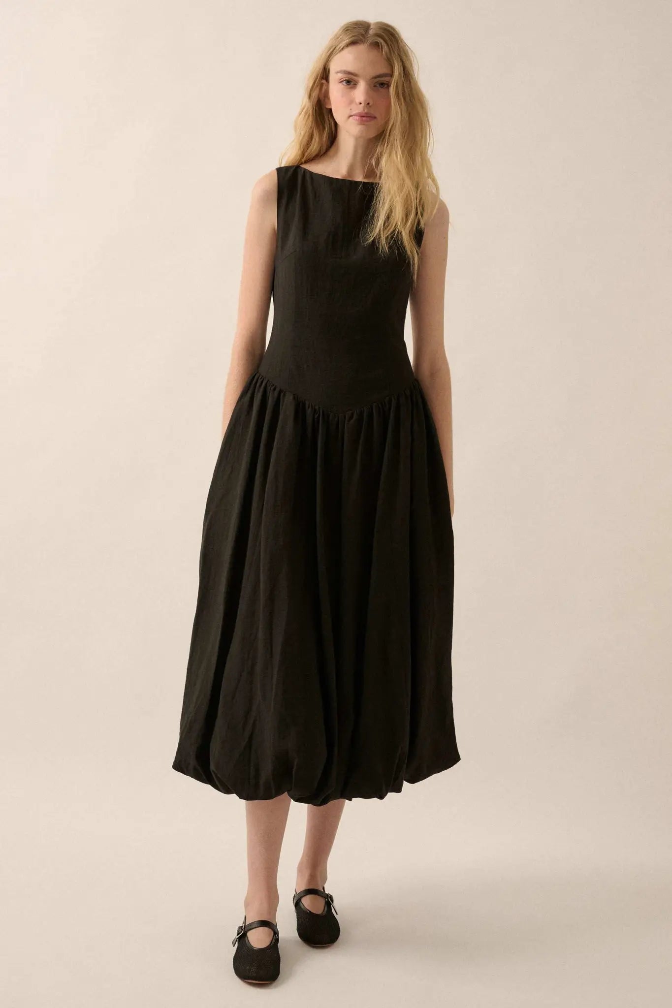 Natural Beauty Boatneck Bubble Midi Dress - ShopPromesa