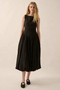 Natural Beauty Boatneck Bubble Midi Dress - ShopPromesa