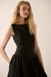 Natural Beauty Boatneck Bubble Midi Dress - ShopPromesa