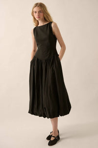 Natural Beauty Boatneck Bubble Midi Dress - ShopPromesa