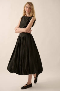 Natural Beauty Boatneck Bubble Midi Dress - ShopPromesa