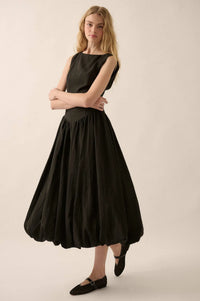 Natural Beauty Boatneck Bubble Midi Dress - ShopPromesa