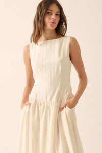 Natural Beauty Boatneck Bubble Midi Dress - ShopPromesa