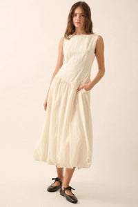 Natural Beauty Boatneck Bubble Midi Dress - ShopPromesa