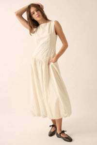 Natural Beauty Boatneck Bubble Midi Dress - ShopPromesa