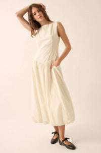 Natural Beauty Boatneck Bubble Midi Dress - ShopPromesa