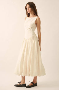Natural Beauty Boatneck Bubble Midi Dress - ShopPromesa