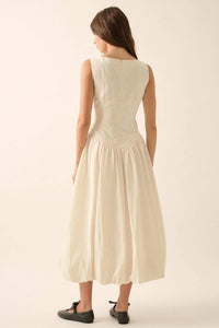 Natural Beauty Boatneck Bubble Midi Dress - ShopPromesa