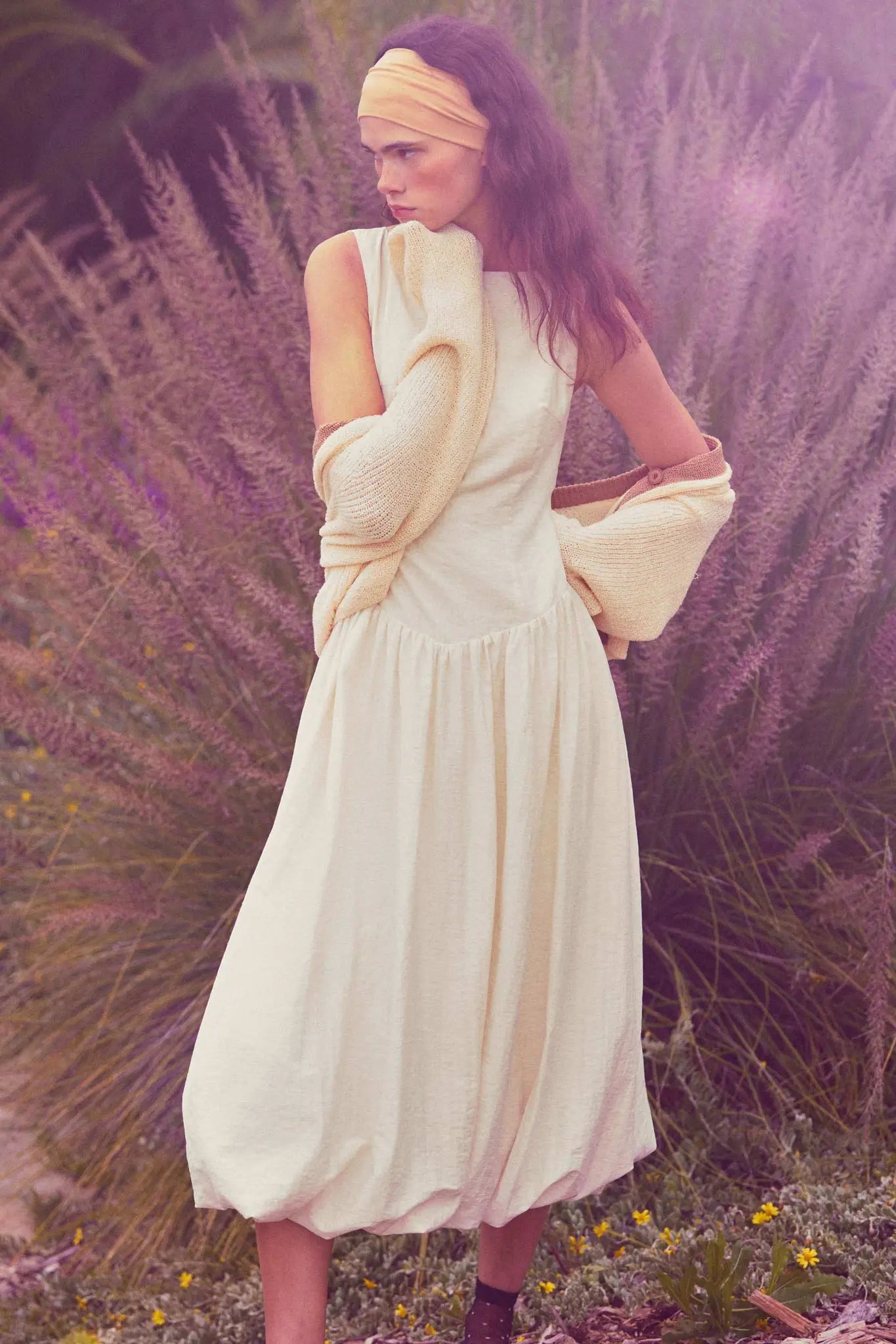 Natural Beauty Boatneck Bubble Midi Dress Oatmeal / M Natural Beauty Boatneck Bubble Midi Dress Oatmeal / M