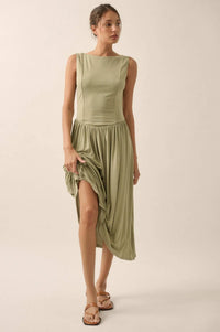 Best Day Sleeveless Drop-Waist Modal Midi Dress - ShopPromesa