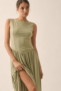 Best Day Sleeveless Drop-Waist Modal Midi Dress - ShopPromesa