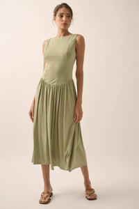 Best Day Sleeveless Drop-Waist Modal Midi Dress - ShopPromesa
