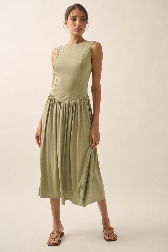 Best Day Sleeveless Drop-Waist Modal Midi Dress - ShopPromesa