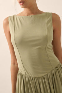 Best Day Sleeveless Drop-Waist Modal Midi Dress - ShopPromesa