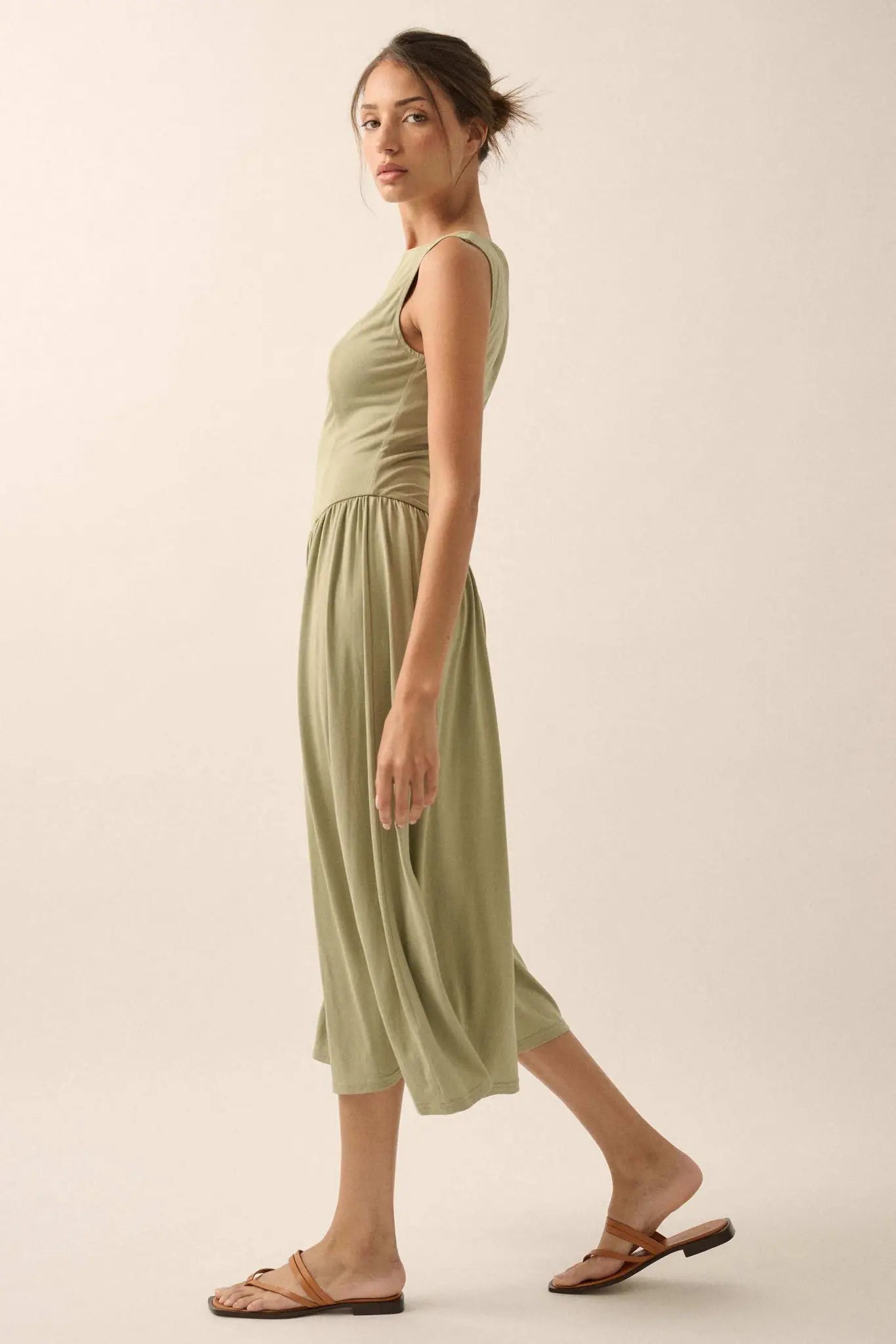 Best Day Sleeveless Drop-Waist Modal Midi Dress - ShopPromesa
