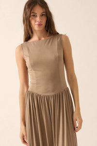 Best Day Sleeveless Drop-Waist Modal Midi Dress - ShopPromesa