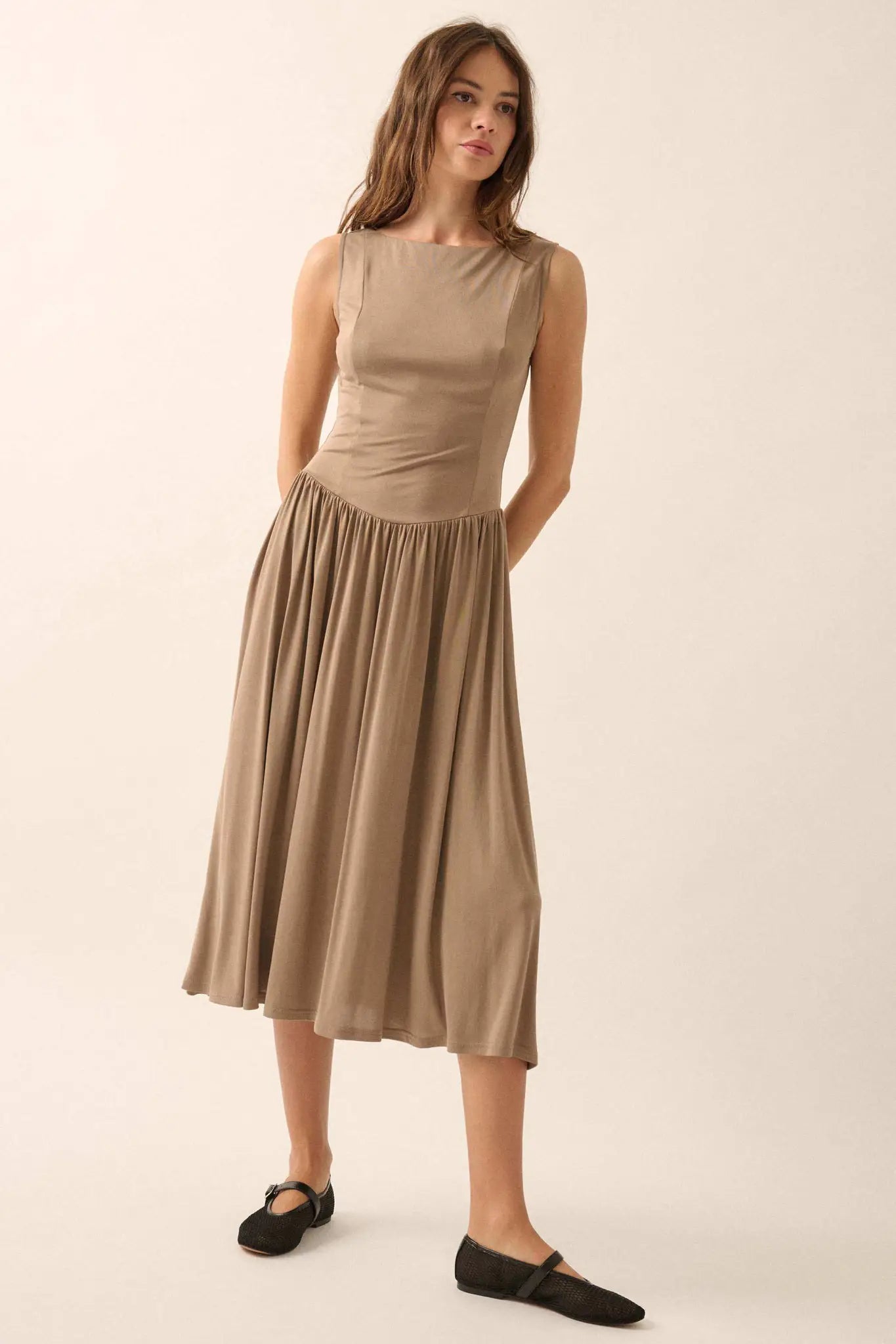 Best Day Sleeveless Drop-Waist Modal Midi Dress - ShopPromesa