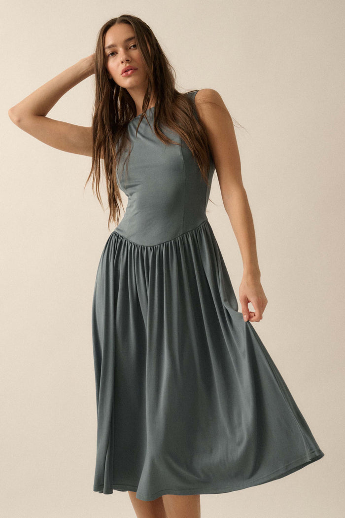 Best Day Sleeveless Drop-Waist Modal Midi Dress - ShopPromesa