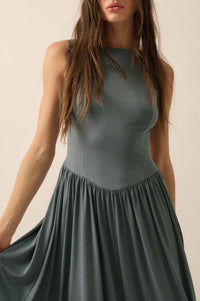 Best Day Sleeveless Drop-Waist Modal Midi Dress - ShopPromesa