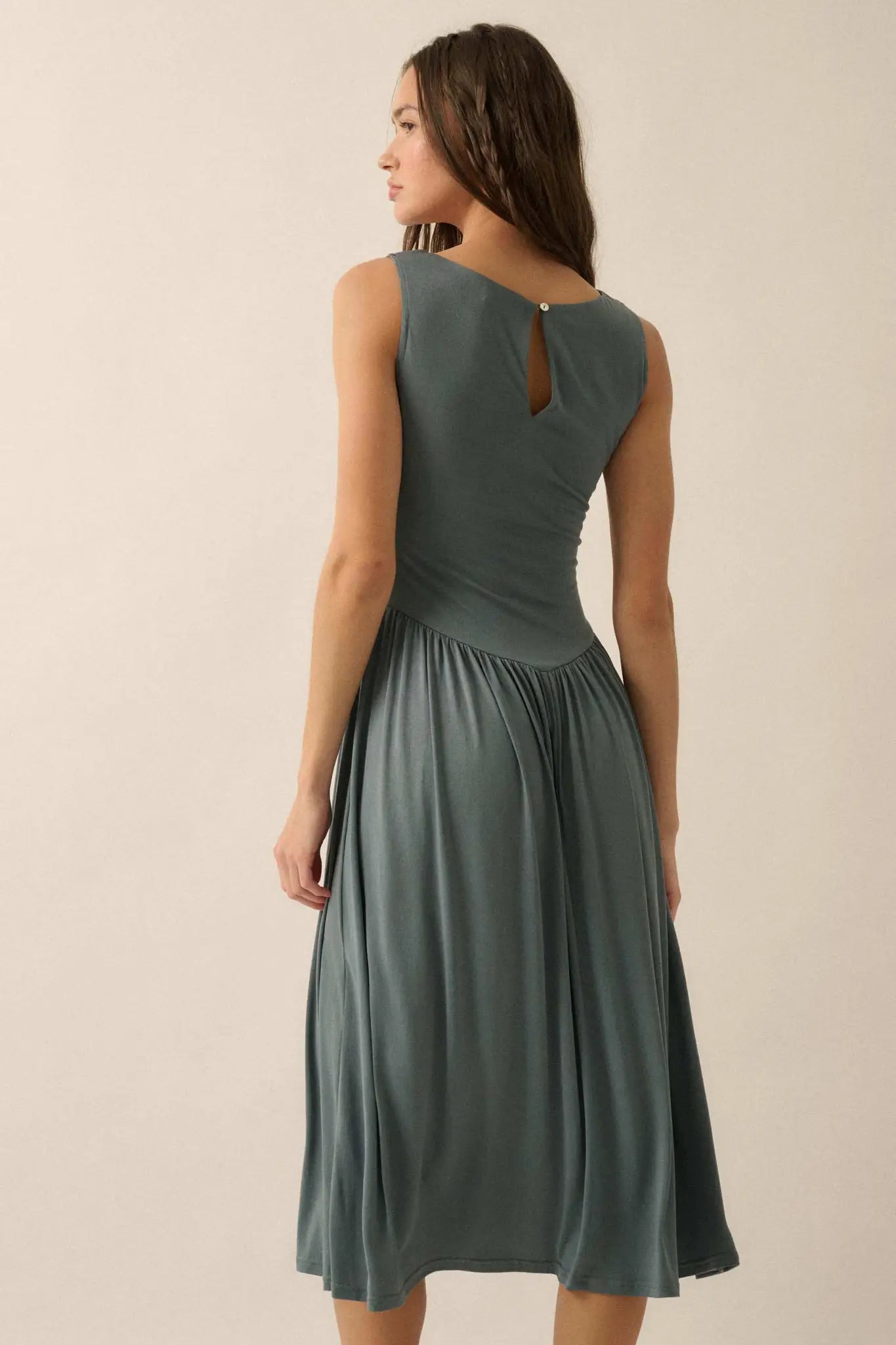 Best Day Sleeveless Drop-Waist Modal Midi Dress - ShopPromesa