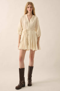 On the Air Cotton Button-Front Godet Mini Dress - ShopPromesa