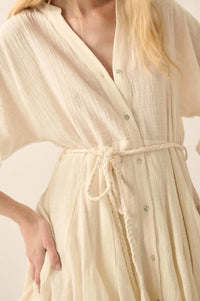 On the Air Cotton Button-Front Godet Mini Dress - ShopPromesa