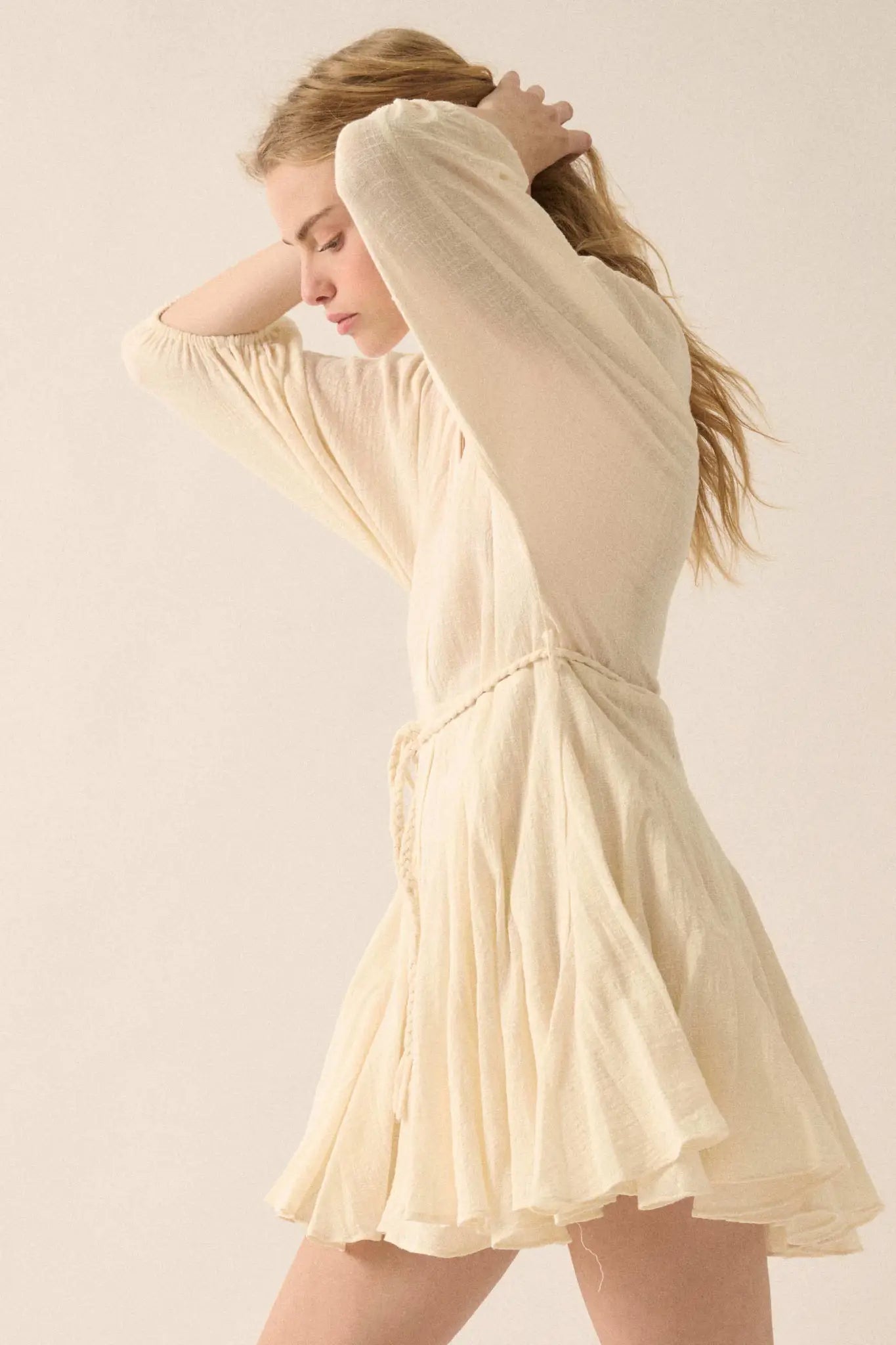 On the Air Cotton Button-Front Godet Mini Dress - ShopPromesa