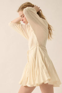 On the Air Cotton Button-Front Godet Mini Dress - ShopPromesa