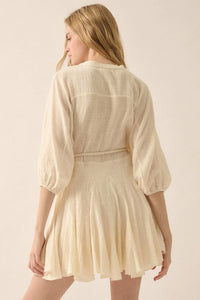 On the Air Cotton Button-Front Godet Mini Dress - ShopPromesa