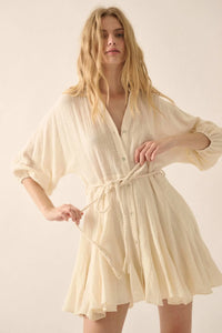 On the Air Cotton Button-Front Godet Mini Dress - ShopPromesa