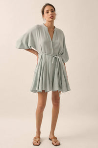 On the Air Cotton Button-Front Godet Mini Dress - ShopPromesa