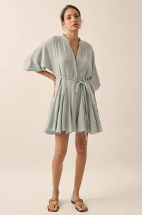 On the Air Cotton Button-Front Godet Mini Dress - ShopPromesa