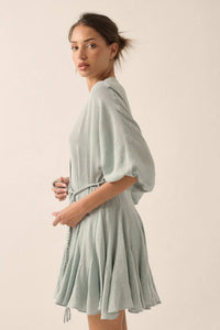 On the Air Cotton Button-Front Godet Mini Dress - ShopPromesa