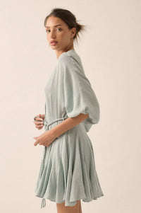 On the Air Cotton Button-Front Godet Mini Dress - ShopPromesa