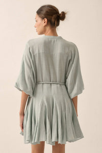 On the Air Cotton Button-Front Godet Mini Dress - ShopPromesa